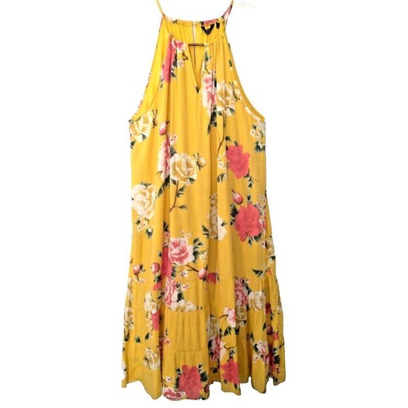Mlle Gabrielle Floral Gauze Midi Dress Sleeveless Necklace Tiered Lined - XL - Picture 1 of 11